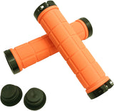 DEERU Bicycle Premium Rubber Handlebar Grip Double Lock on Grip for Mountain Bike BMX Folding Bike Anti-Slip Shockproof - Orange